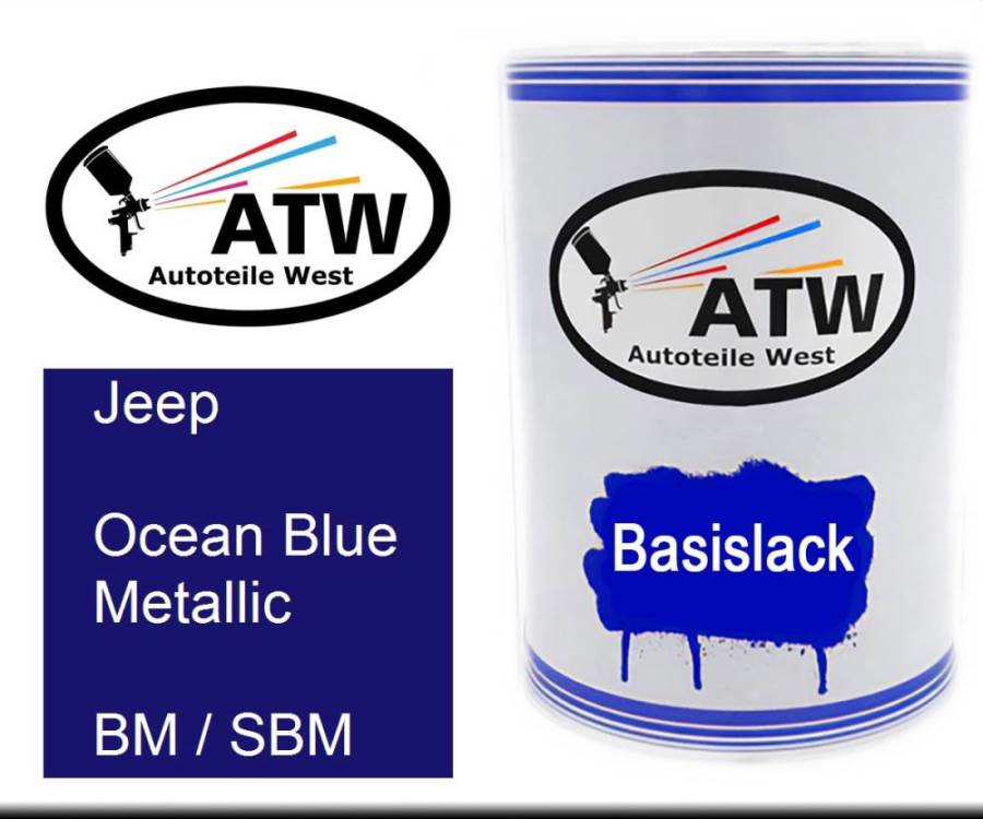 Jeep, Ocean Blue Metallic, BM / SBM: 500ml Lackdose, von ATW Autoteile West.